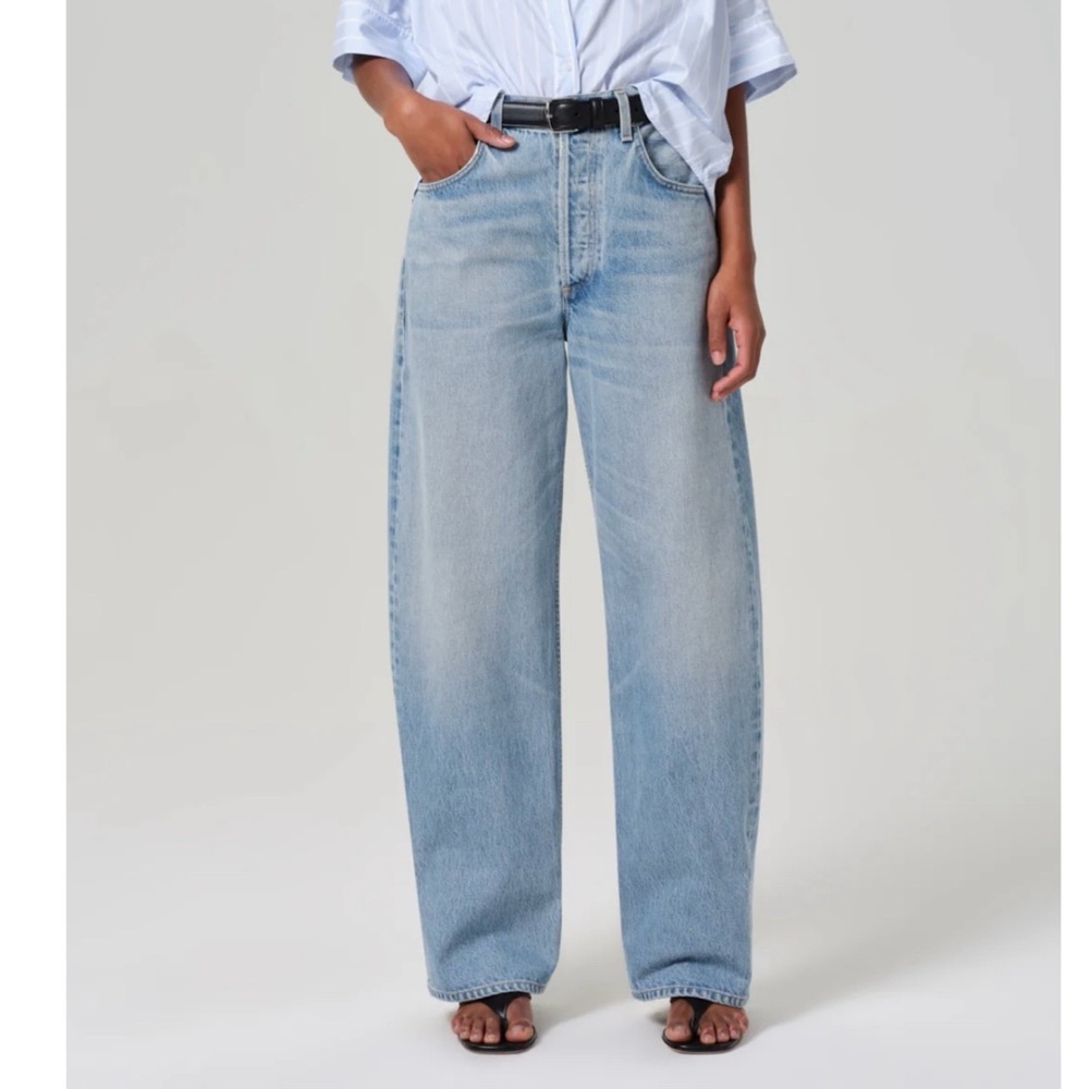 Citizens of Humanity Ayla Baggy Cuffed Crop Wide Leg Jeans Gemini Light Blue 28